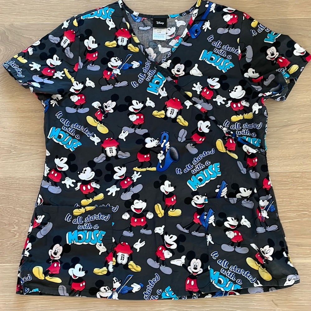 Women’s Mickey Mouse scrub top.